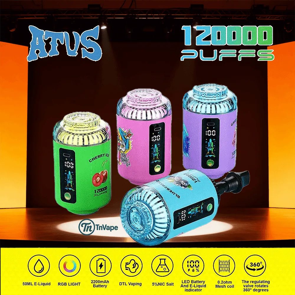 ATVS 120K | 120000 Puffs & The 360° Rotating Regulating Valve & Adjustable Airflow Disposable Vapes