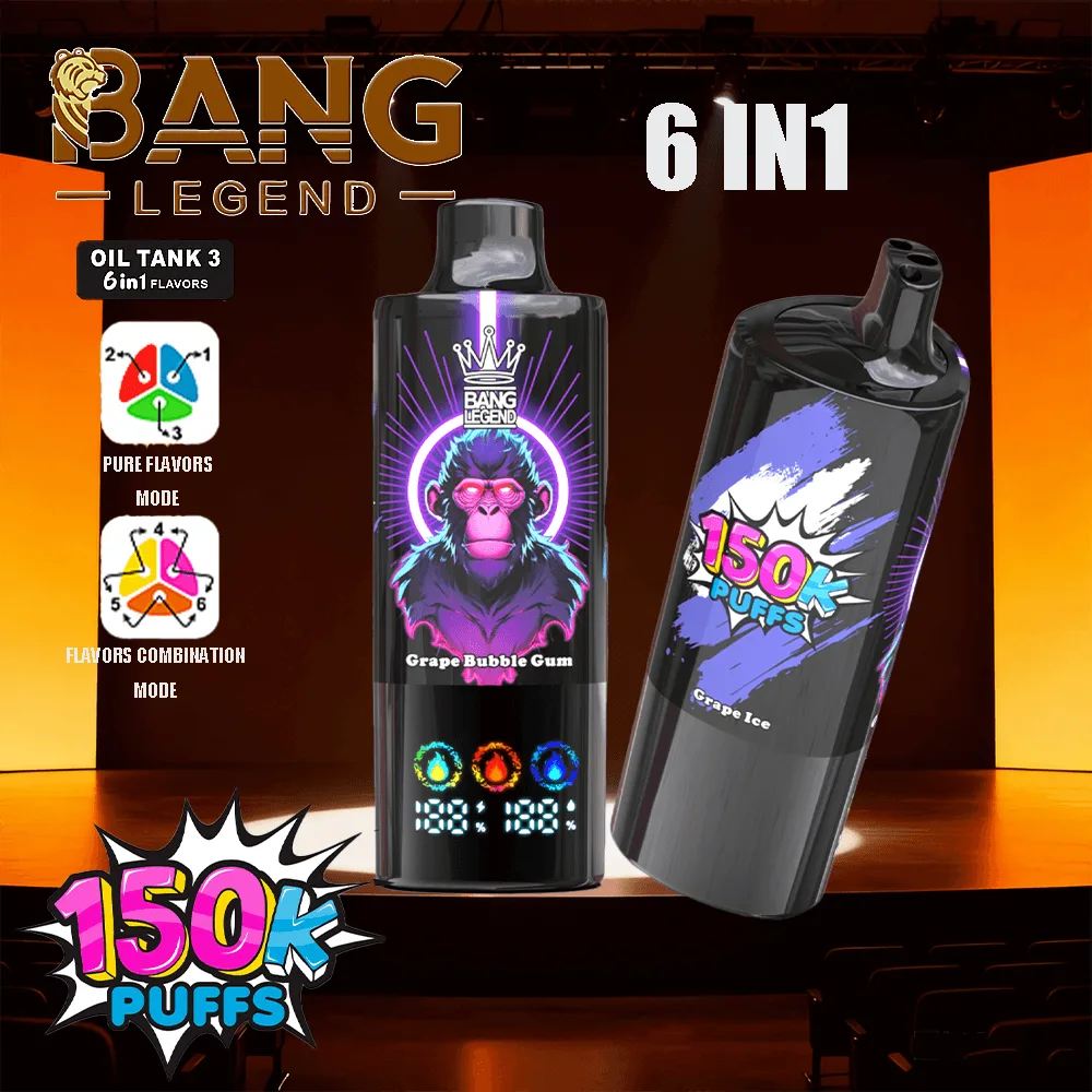 Bang Legend 150K 6in1 – 6 in 1 Flavors & 150000 Puffs & 3 OIL TANK Disposable Vapes
