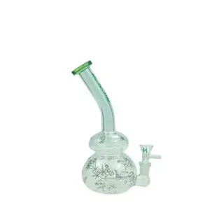 Haze - 9" Weed Leaves Bubble Base Green Bong