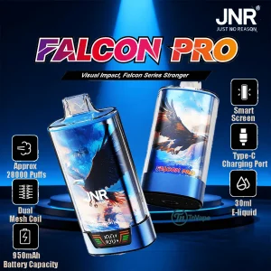 JNR FALCON PRO 28000 – 28,000 Puffs, Dual Mesh Coil, Smart Screen Vape