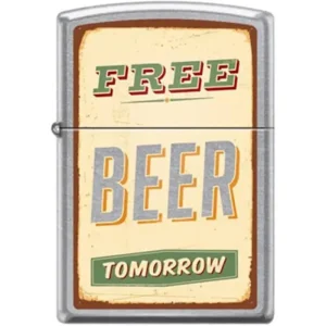 Zippo Lighter - Free Beer Tomorrow Street Chrome